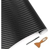 LZLRUN 3D Carbon Fiber Vinyl Wrap - Outdoor Rated for Automotive Use - 12 inches x 60 inches Contain Knife and Hand Tool (Bla