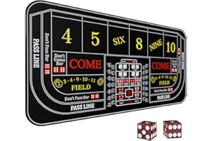 iEsstros Craps Mat 35" x 16" Craps Table Top Set Mini Craps Table Mat Craps Table Top Mat with 2 Casino Dice Craps Game Layout Casino Games for Adults
