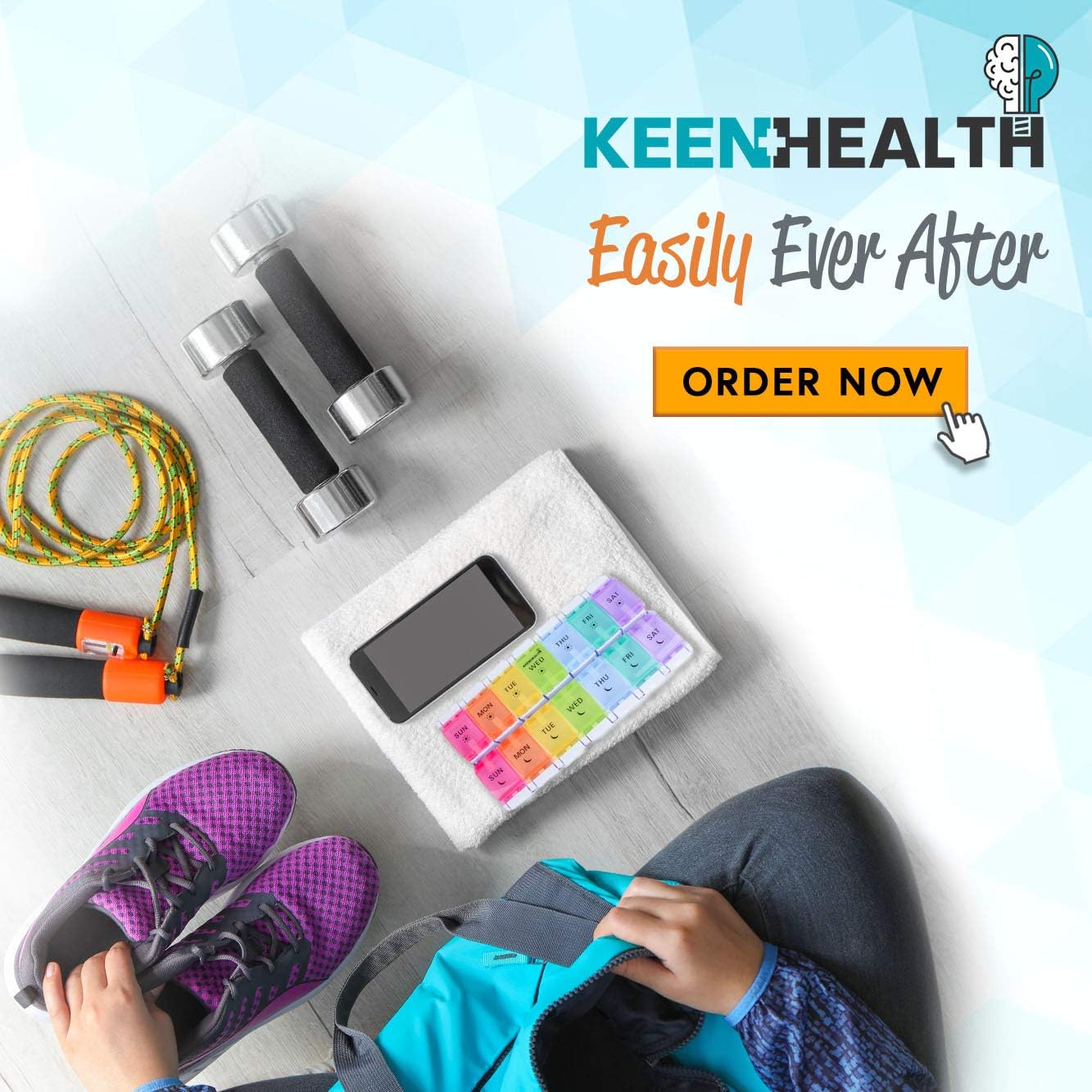 KEENHEALTH Daily Pill Organizer, BPA-Free, Large Compartments, Pills & Supplements for 7 Days, Moisture Resistant, Arthritis-Friendly, Rub-Resistant Silk Print (2): Health & Personal Care