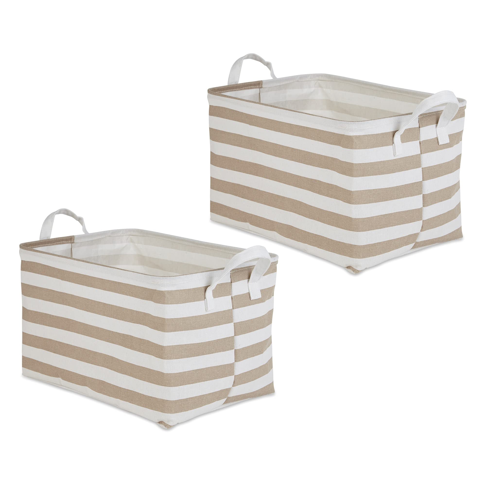 DII Laundry Storage Collection, PE Coated Collapsible Bin with Handles, Stone Stripe, Extra-Large Set, 12.5x17.5x10.5