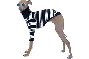 D DOGGY STAR Italian Greyhound Clothes Flexible T Shirts Whippet for Dogs (M,Ivory Stripe)