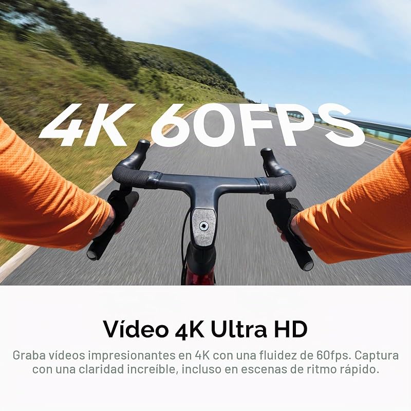 GO Ultra Black - Câmara vlog 4K pequena, mãos-livres, câmara POV, sensor de 1/1,28", peso de 53 g, campo de visão de 156°, bateria de 200 min, câmara de ação portátil para desporto (Recondicionada)