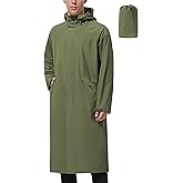 UIQUR Men's Long Rain Jacket Windbreaker Waterproof Lightweight Packable Running Hiking Cycling Golf Rain Coat with Hood