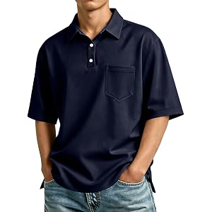 Shiketong Men's Short Sleeve Golf Polo Shirt with Pocket Moisture Wicking Breathable Tailored Fit Athletic Top