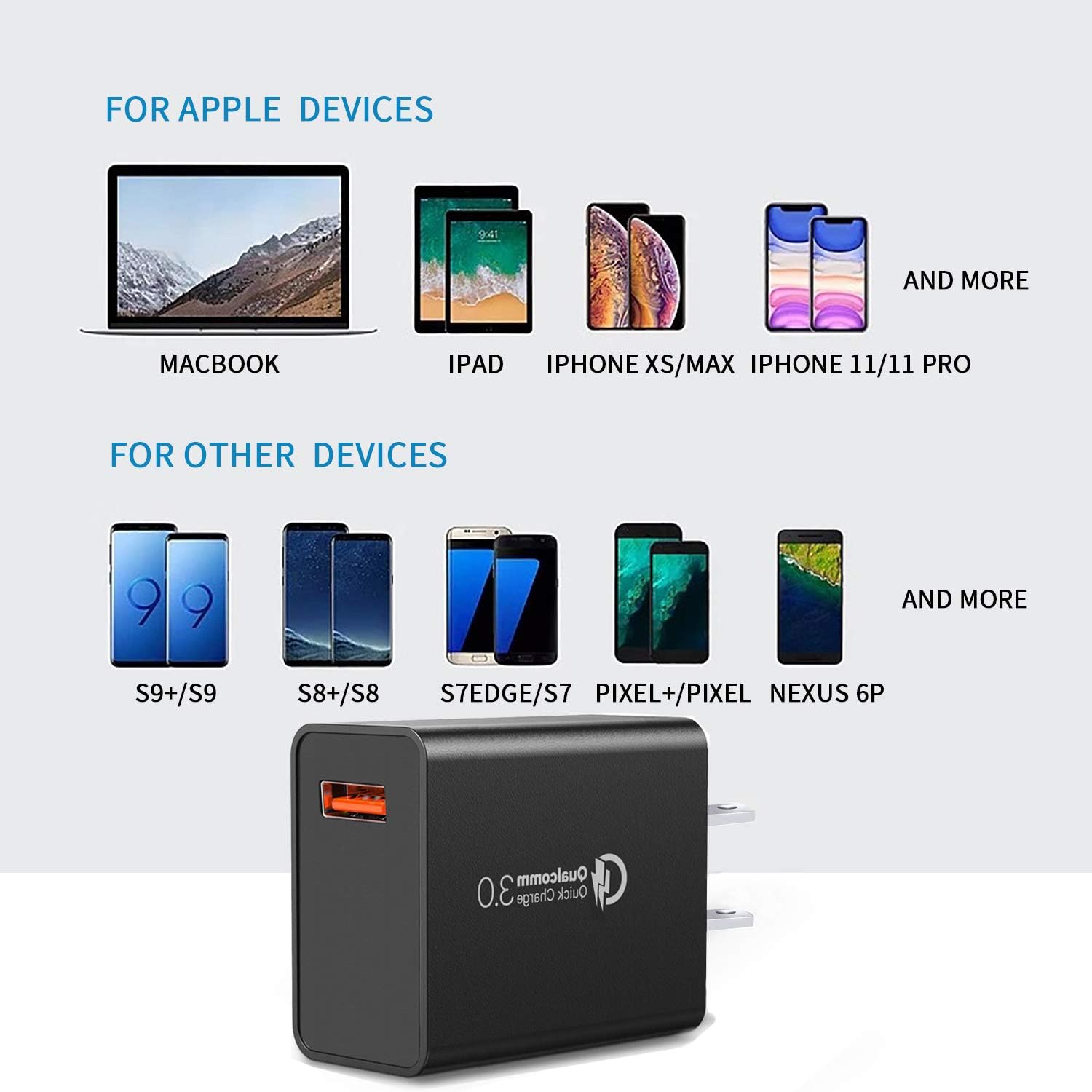 Quick Charge 3.0,USB Type-C Cable with Adaptive Fast Wall Charger Compatible for Samsung Galaxy S8 S8 Plus S9 S9 Plus,LG G6 G5 V30 V20, Google Pixel 2 Nexus 5X 6p: Home Audio & Theater