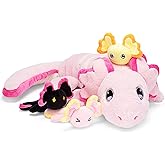 IKASA Mommy Axolotl Stuffed Animal Mom and Baby Plush Toy, Cute 20.5" Soft Small Mama Family Set Cuddly Toys with Little Mini Babies,Gifts for Kids
