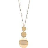 PERNNLA PEARL Long Disc Pendant Necklace for Women 18K Gold Plated Sweater Chain Fashion Jewelry