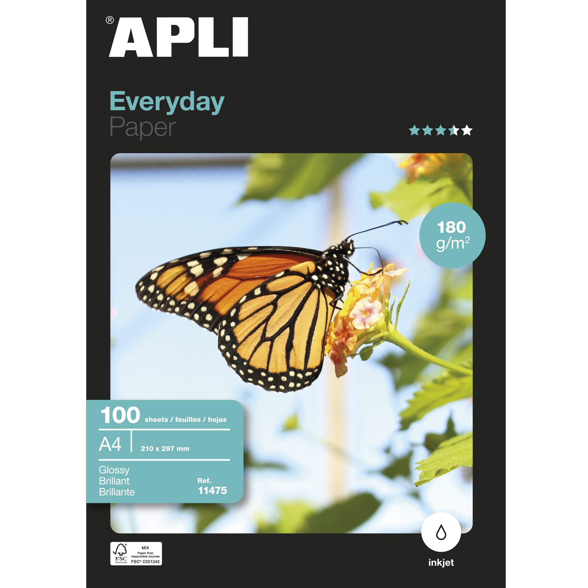APLI Everyday Paper Glossy 180gsm A4 Ref 11475 [100 Sheets]