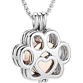 Oinsi Pet Cremation Jewelry For Ashes For Dog/Cat Paw Stainless Steel Memorial Locket Urn Necklace Inside Mini Case Keepsake Cremation Jewelry Women Men