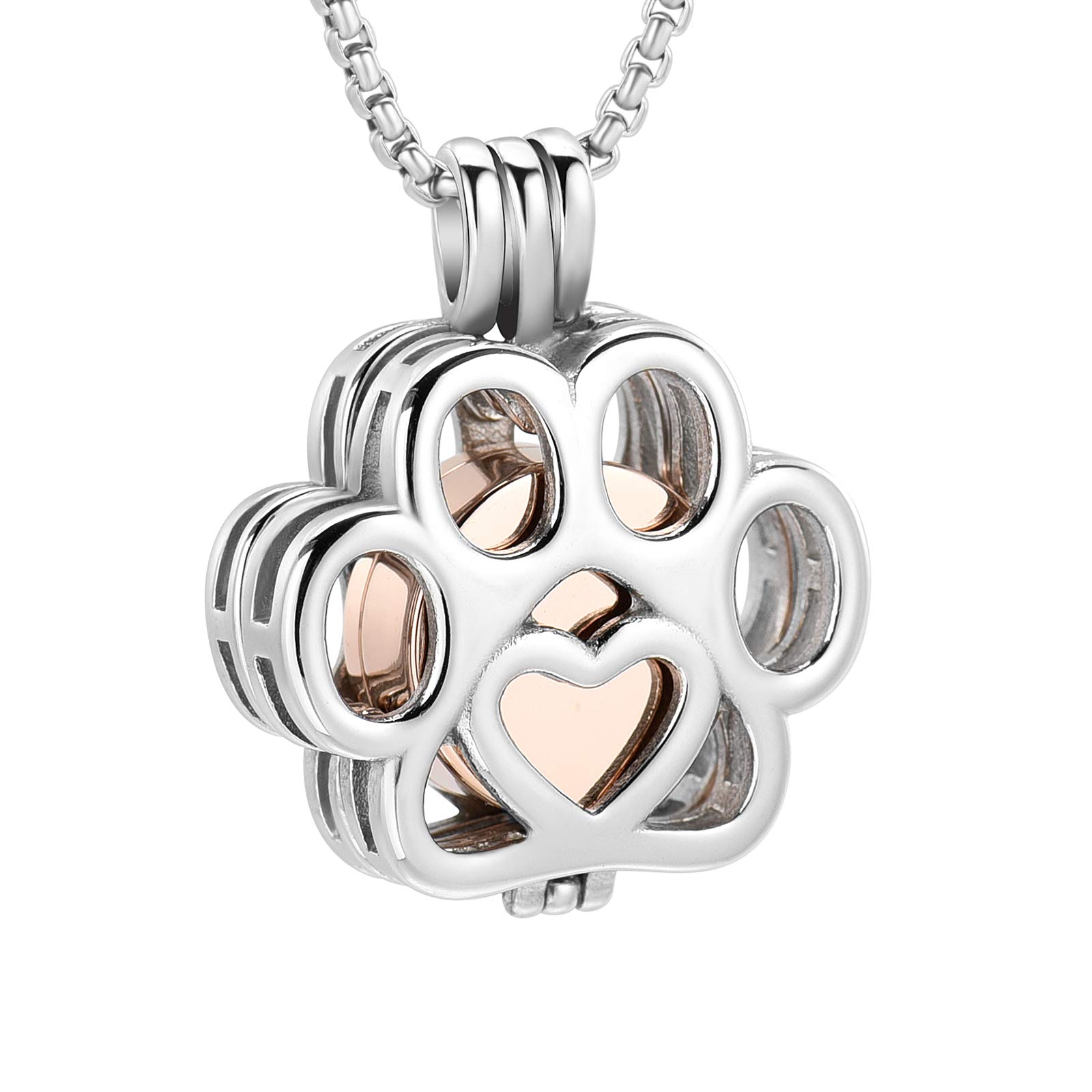 Pet Cremation Jewelry For Ashes For Dog/Cat Paw Stainless Steel Memorial Locket Urn Necklace Inside Mini Case Keepsake Cremation Jewelry Women Men, 0.78 * 0.86, 316L, Crystal