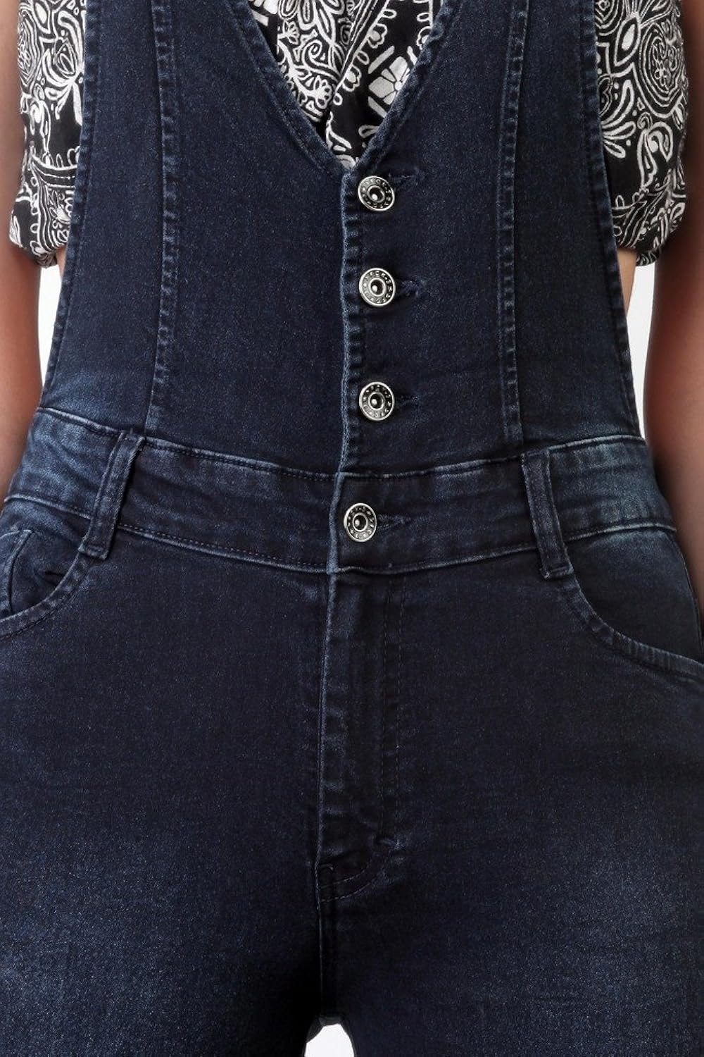 fck-3 women's ankle length stretchable denim dungaree