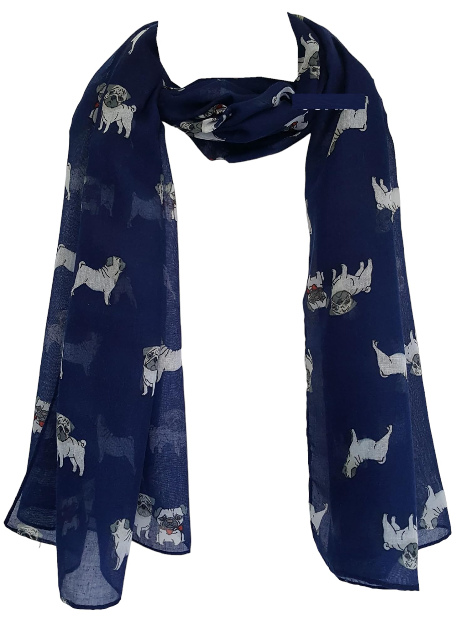 GFM Animal Print Scarf : Pug Pugs Dogs (FS)(PG-2999-A-GHNL-Blue)