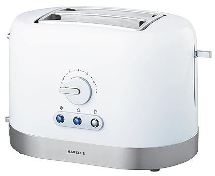 Havells Ovale W 870-Watt Stainless Steel Pop-up Toaster (White)