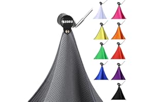 ZOEA Magnetic Towel, Magnetic Clip for Golf Towel, Microfiber Fabric Waffle Pattern Towels Industrial Strength Magnet for Strong Hold to Golf Carts or Clubs (1, Grey)
