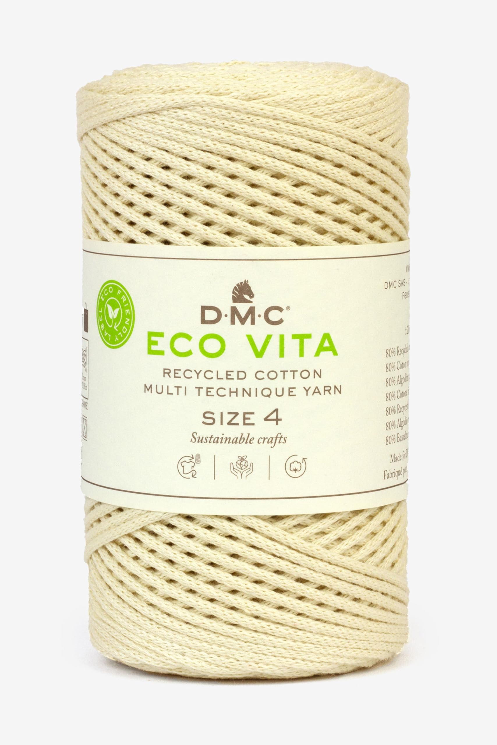 DMC Eco Vita 4, White Crochet Knitting Macrame Yarn, 250g — image 1