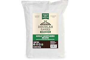 Organic Great Northern Beans 25lb Bulk by Doudlah Farms - Farmed From Regenerative Soil | Tested Clean Certified | Vegan, Non-GMO, Grown In USA - Fiber & Protein for Soups, Burritos, Salads, and Chili