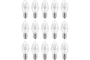 MMBGJKG （15pacK） Salt Lamp Bulb-15W Night Light Bulbs and Salt Lamps Replacement Bulbs,C7/15 Watt/120 V/45 Lumen,E12 Candelabra Base Light,Warm White - Dimmable