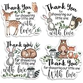 Cute Woodland Creature Shower Thank You Stickers Labels,Forest Woodland Animals Sticker for Woodland Creatures Theme Shower Birthday Party Favor Label Decorations(10 in,80 Labels)