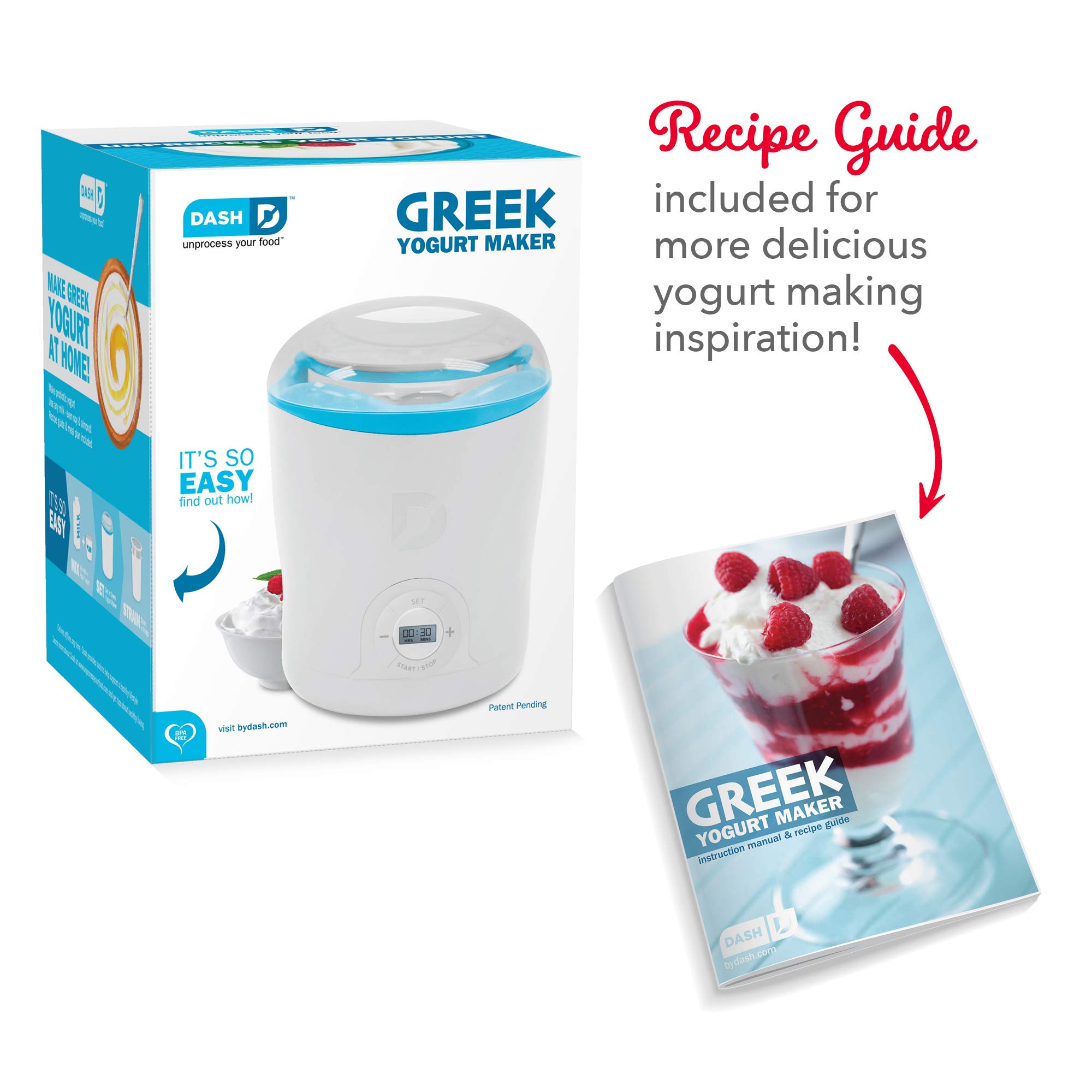 Dash DGY001WBU Greek Yogurt Maker Machine with LCD Display + 2 BPA