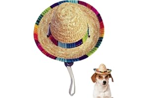 CIEOVO Dog & Cat Straw Sombrero Hat, Mini Mexican Hats, One Size Fits All, Lightweight, Multi-Use Pet Apparel