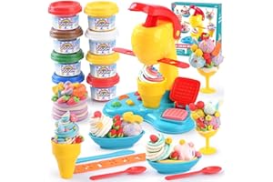 Color Dough Sets for Kids Ages 4-8, Play Kitchen Ice Cream Maker Color Dough Set for Kids Ages 3+, Arts Crafts play Food Toys for Girls Boys,8 Cans of Modeling Compound,2 oz Cans,Multicolor