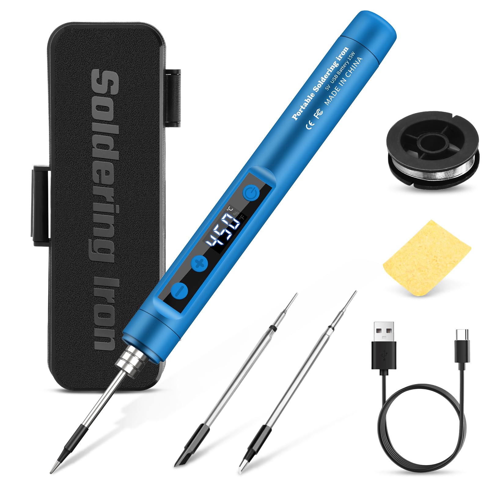 Photo 1 of Cordless Soldering Iron Kit - 1100mAh USB Rechargeable Portable Cordless Soldering Gun - LCD Digital Adjustable Temperature Thermostatic for Home Appliance Repair, DIY