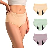 BATTEWA Incontinence Underwear for Women Hi-Waist Leakproof Underwear Postpartum Protective Washable Cotton Full Coverage Absorbency (3Color,X-Large,3-Pack)