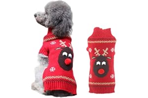 TENGZHI Dog Christmas Sweater Ugly Xmas Puppy Clothes Costume Warm Knitted Cat Outfit Jumper Cute Reindeer Pet Clothing for Small Medium Large Dogs Cats（M,Red）