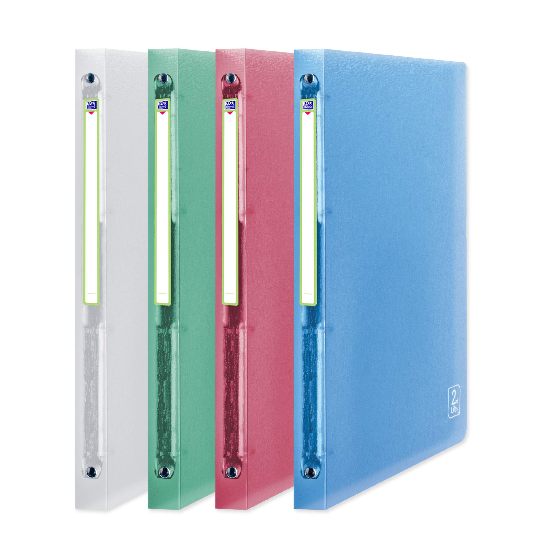 Elba 400065868 A4 2nd Life Spine Recycled Polypropylene 4 Ring Binder - Assorted Colours (Pack of 4)