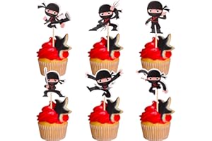 ZHUOWEISM 24 PCS Ninja Cupcake Toppers Assembled Martial Arts Karate Kung Fu Warriors Cupcake Picks Decorations for Ninja Theme Baby Shower Kids Birthday Party Supplies