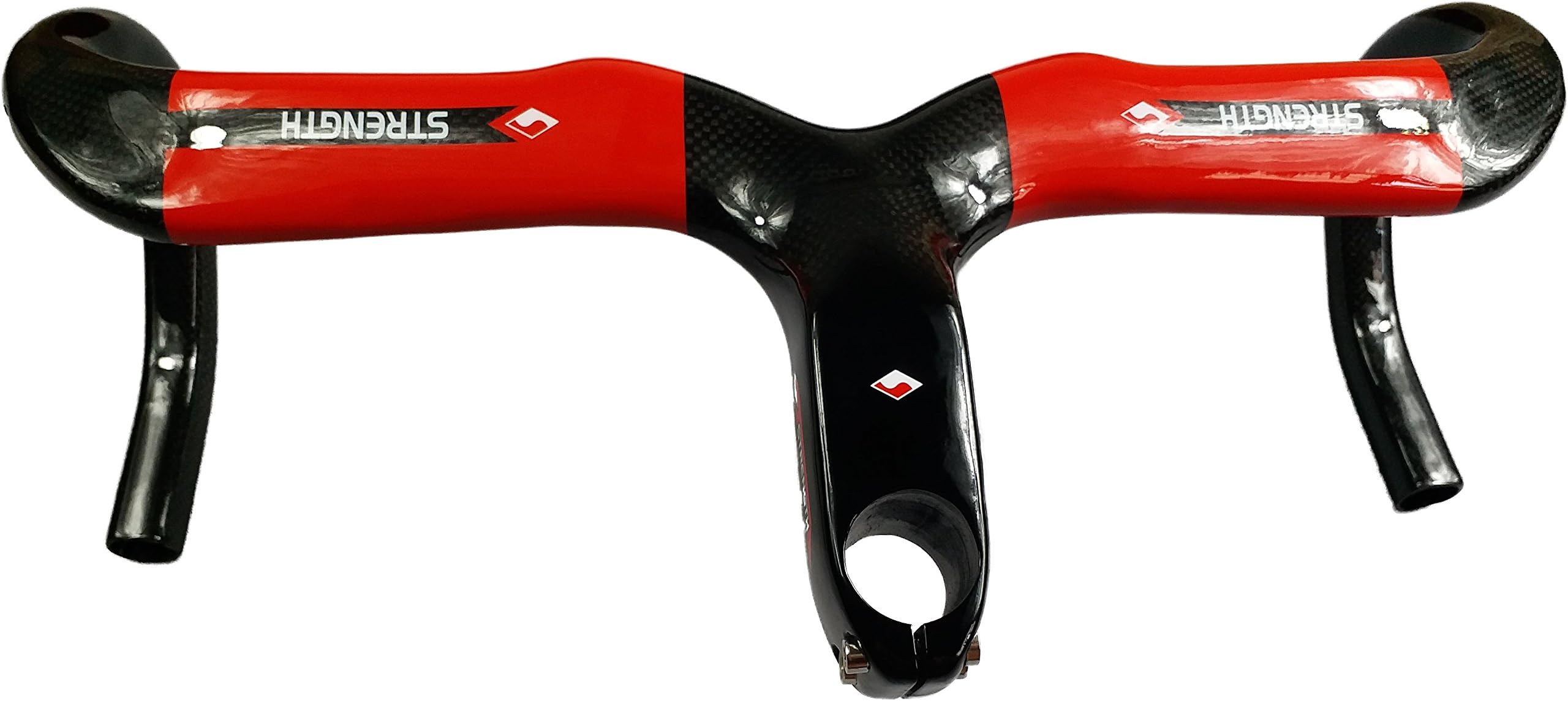 Strength Full Carbon Fiber Handbar 3K Gloss Red Logo Road Bike Stem Handlebar Integrated Handlebar 400 Stem 100