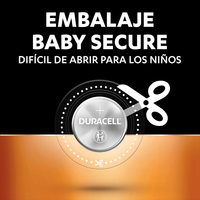 Baterias tipo botão de lítio duracell 2032 3v, pacote com 4, com tecnologia baby secure, para uso em chaves de sensor magnético, balanças, wearables e dispositivos médicos (dl2032/cr2032)