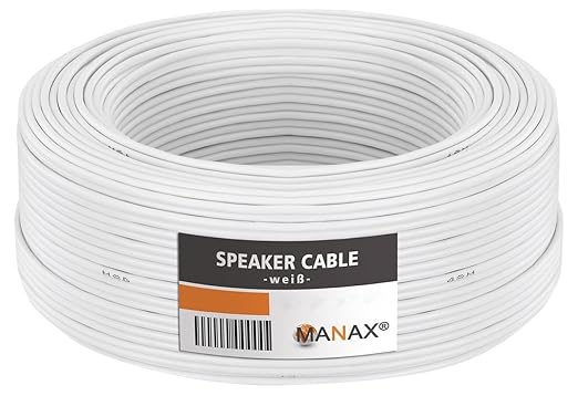 MANAX® Lautsprecherkabel 2 x 2,5mm² weiss 30,0 m Ring