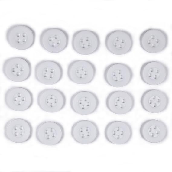 Colour 4 Hole Round Shirt Buttons 10mm wide Pack of 20 (White) Amazon