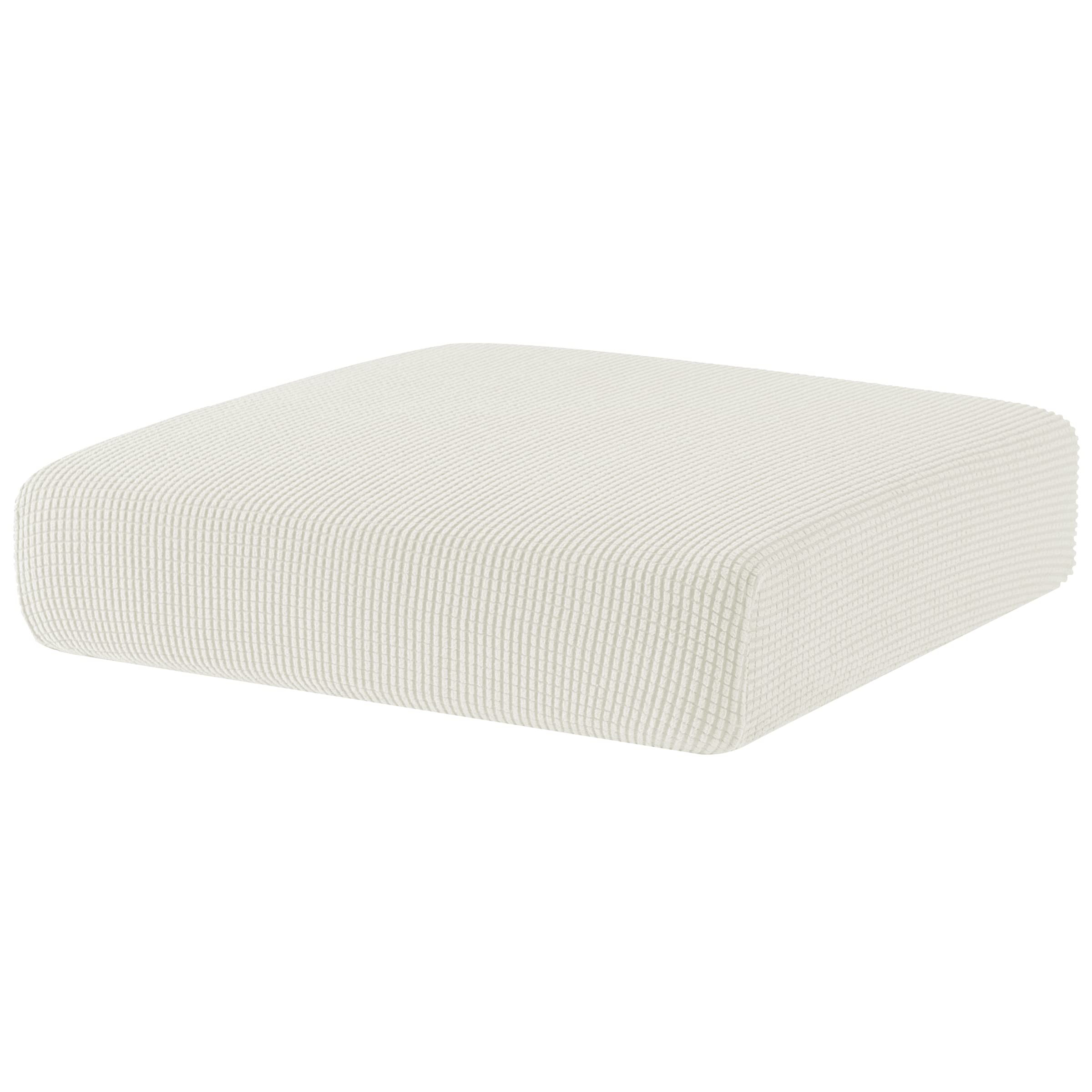 SU SUBRTEX Sofa Seat Cushion Covers Stretch Protective Polyester Fabric Slipcovers (1 Seater, White) (CSC002)