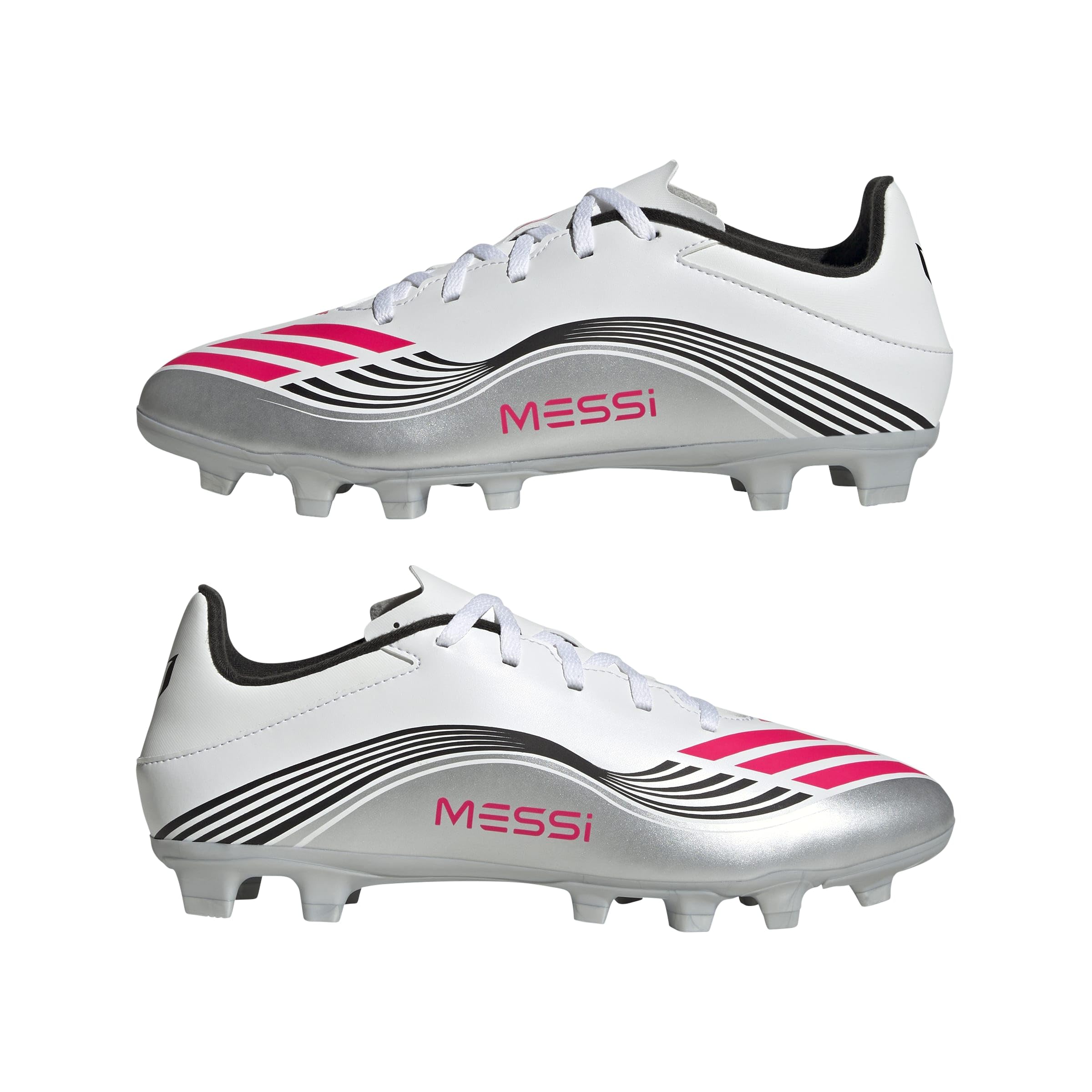 adidas Unisex F50 Messi Club Firm Ground/Multi Ground Football Boots, Cloud White/Lucid Red/Silver Metallic, 44 2/3 EU 9