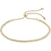Miabella 925 Sterling Silver or 18K Gold Plated Diamond-Cut Adjustable Bolo 2.5mm Bead Ball Bracelet for Women, Made in Italy
