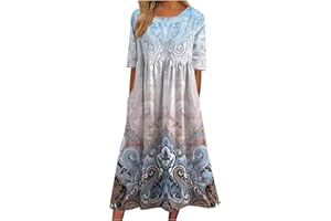 TAPANET Womens Summer Dresses 2024 Casual Plus Size Dress Trendy Floral Boho Dress Flowy Spring Dress Shirt Dress with Pocket