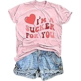 Valentine Day Shirts for Women: Happy Valentine Love Heart T-Shirt Cute Bow Print T Shirt Casual Short Sleeve Tops