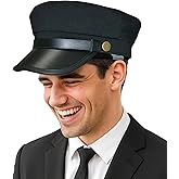 Vaulted Skulls & Co Black Chauffeur Cap | Limo Driver Hat Deluxe | Adult Chauffeur Hat | Limo Driver Costume Accessories | Limousine Drivers Uniform | Black | Standard Size
