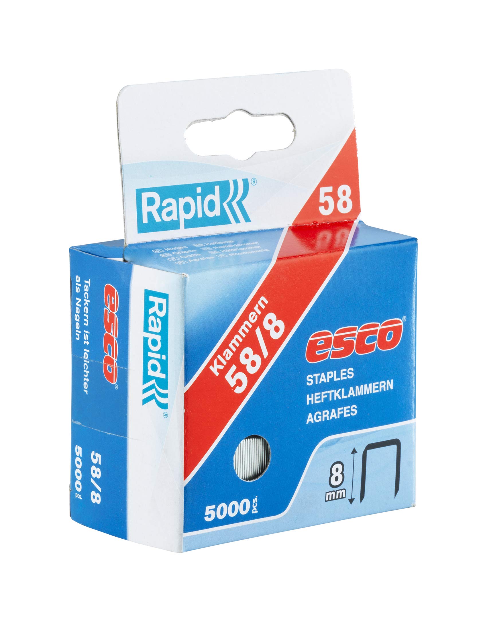 Rapid Steel Staples 5000pcs, 8 mm, Zinc-plated, for Swingline 58, Including 90,101, Blue