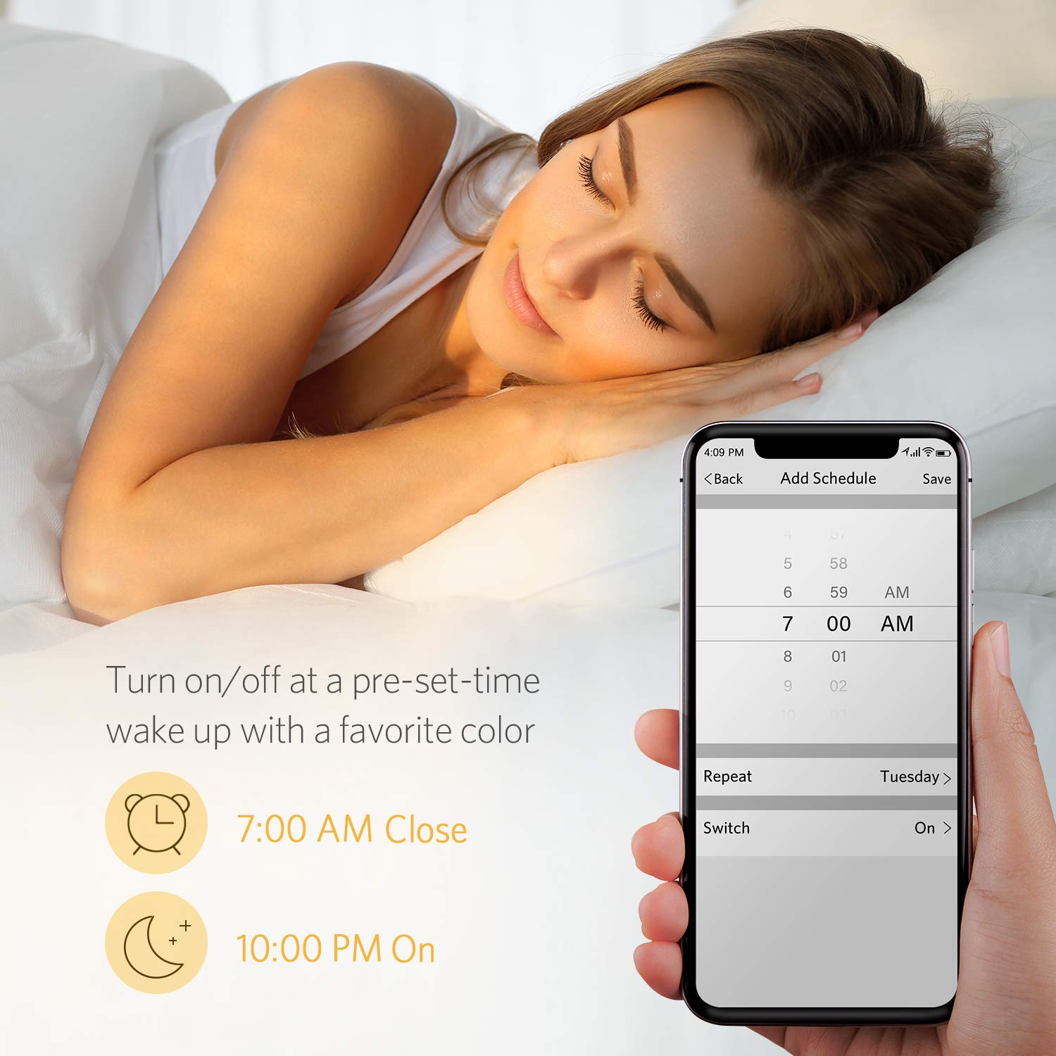 Smart Lampe, Wlan Lampe 2700K-6500K RGBW effiziente Wärmeableitung LED Lampe dimmbar Farbe steuerbar via APP unbeschränkte Modi, kompatibel mit Google Home & Amazon Alexa, energiesparend 7W, E27, 2 Packs [Energieklasse A+]