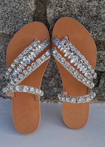 crystal gladiator sandals