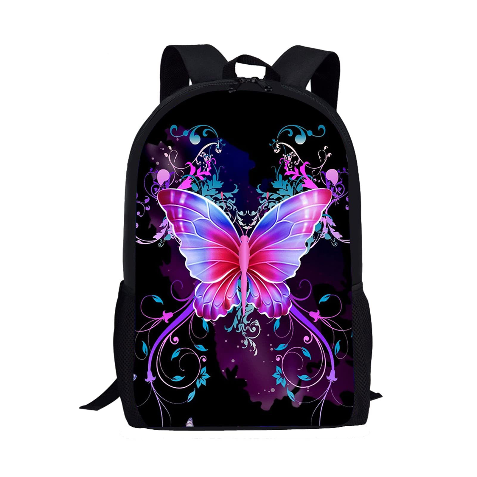 Showudesigns Butterfly Backpack School Bags for Girls Toddler Secondary School Travel Accessories Daypack Satchel Heavy Duty 17 inch — image 1