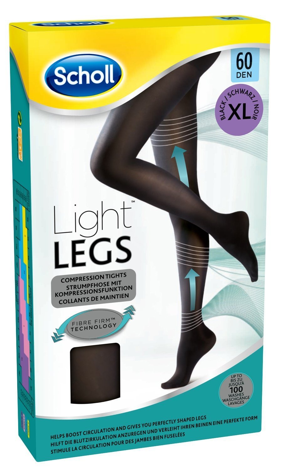 Scholl Light Legs Compression Tights for Women, 60 Denier, Black, X-Large
