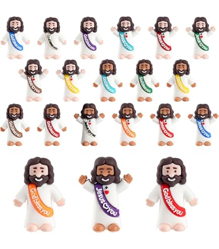 Bememo 100 piezas de mini figuras de Jesús a granel, juguetes de pequeño Jesús, diseño original, goma para esconderse y buscar recuerdos de fiesta religiosa, regalo de bautismo para rellenos de Bememo 100 piezas de mini figuras de Jesús a granel, juguetes de pequeño Jesús, diseño original, goma para esconderse y buscar recuerdos de fiesta religiosa, regalo de bautismo para rellenos de