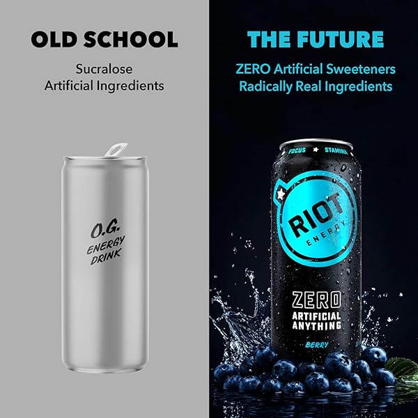 RIOT CLEAN ENERGY DRINK, BERRY, ORGANIC, NO SUGAR ADDED, MADE WITH REAL FRUIT, 100MG L-THEANINE, 16 FL OZ