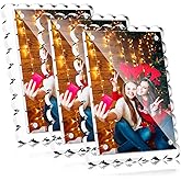 HELPLEX 5x7 Clear Acrylic Picture Frames with Scalloped Edges, 3-Pack Magnetic Frame with Stand for Horizontal or Vertical Display, Tabletop or Desk Photo Holder
