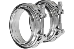 ALFLOW 4 Inch V-Band Turbo Downpipe Exhaust Clamp,4 Inch 4" V-Band Flange Clamp Kit with Male Female Flange Stainless Steel For Exhaust Downpipe,2pcs