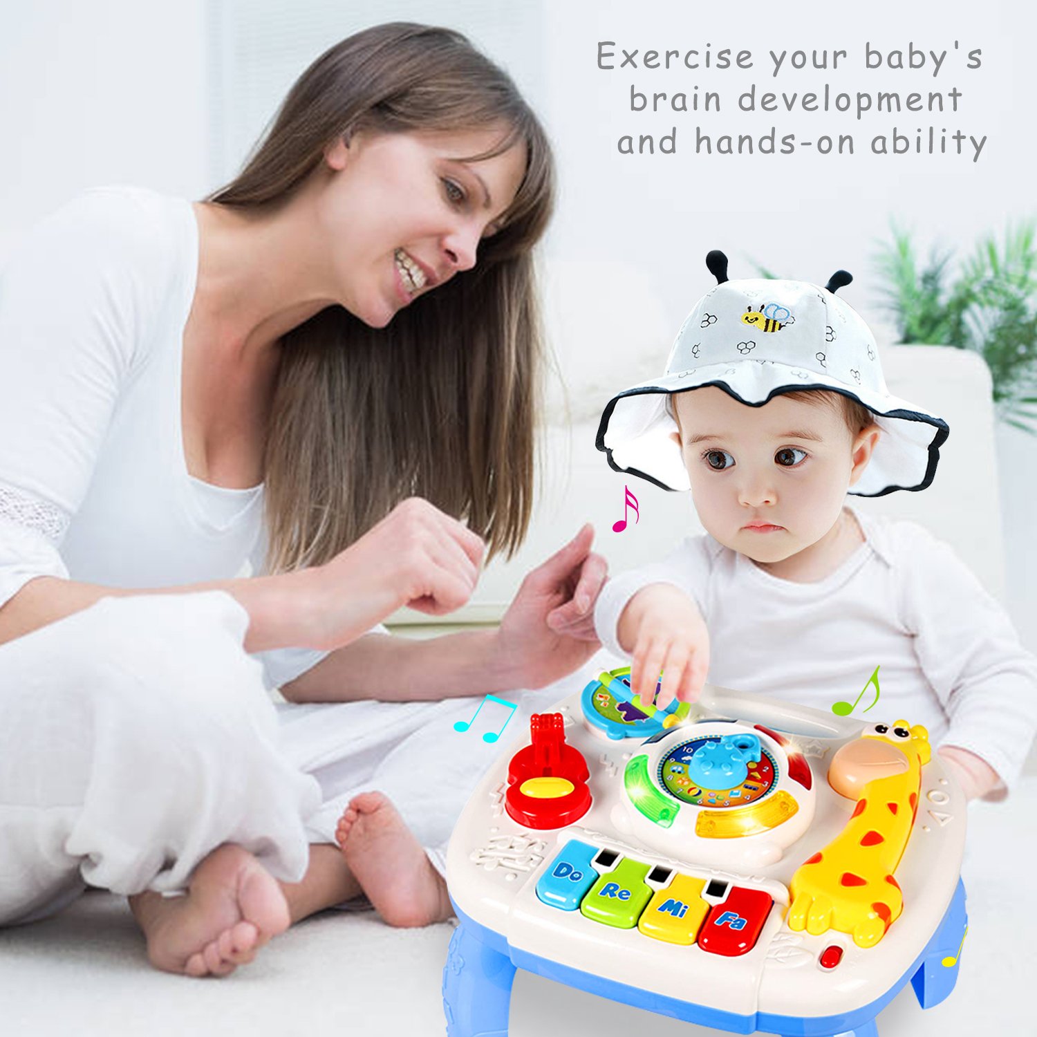 HOMOFY Baby Toys Musical Learning Table 6 Months up Early Education Activity Center Multiple Modes Game Kids Toddler Boys and Girls 1,2,3, Years Old New Gifts